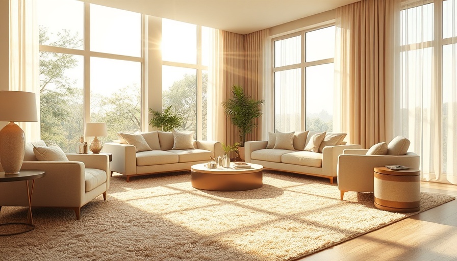 Cozy living room carpet in sunlight