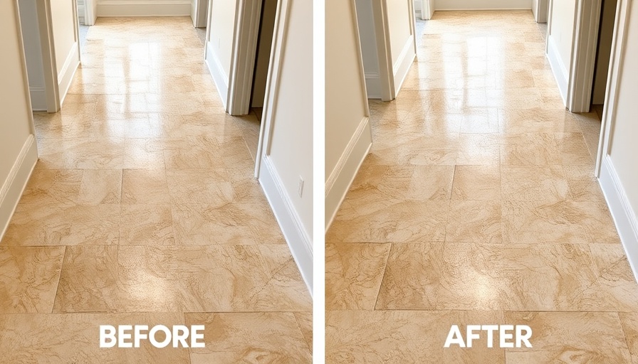 Travertine natural stone tile cleaning before and after comparison.