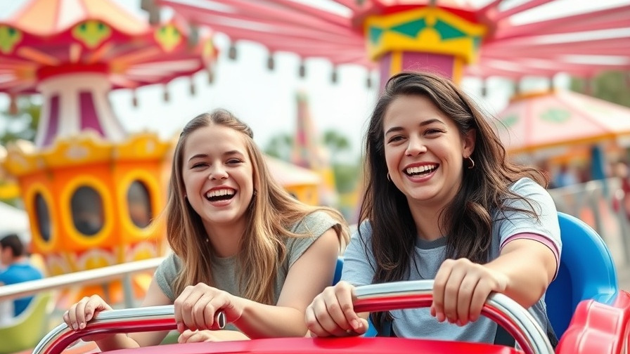 Vibrant scene of friends enjoying Sylvan Beach Amusement Park ride.