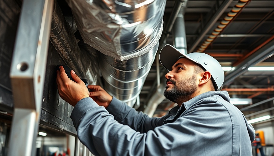 Technician insulating exposed metal ducts in an industrial space.