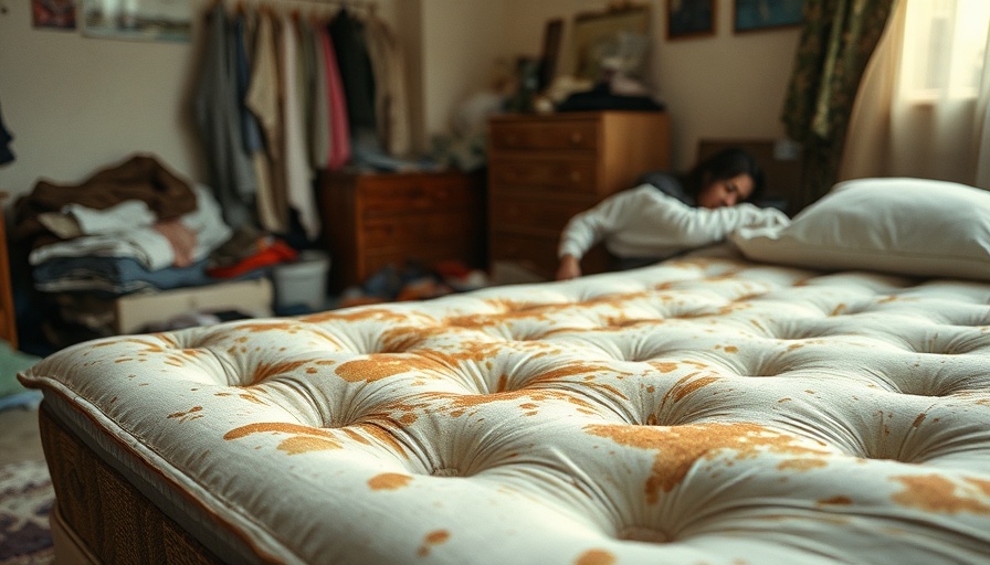 Stained mattress in messy room exemplifying customer service nightmare.