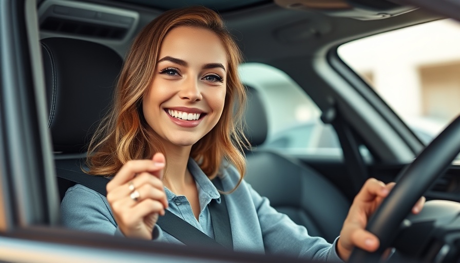 Cheerful young woman holding car keys in showroom, Targeting in Marketing Strategy