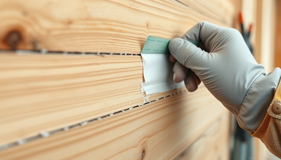 Worker filling gaps before applying Siga Fentrim tape.