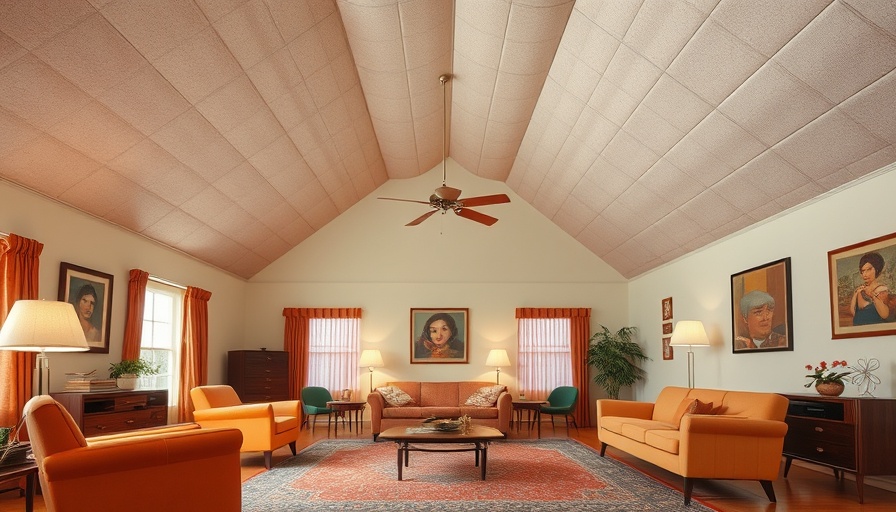 1960s living room with cathedral ceilings and Celotex panels.