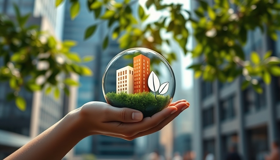 LEED v5 certification concept with green sustainable architecture icon.