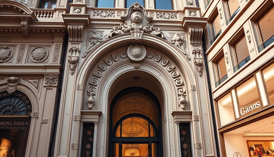Luxury Social Media Strategy: elegant facade with fashion brand sign.