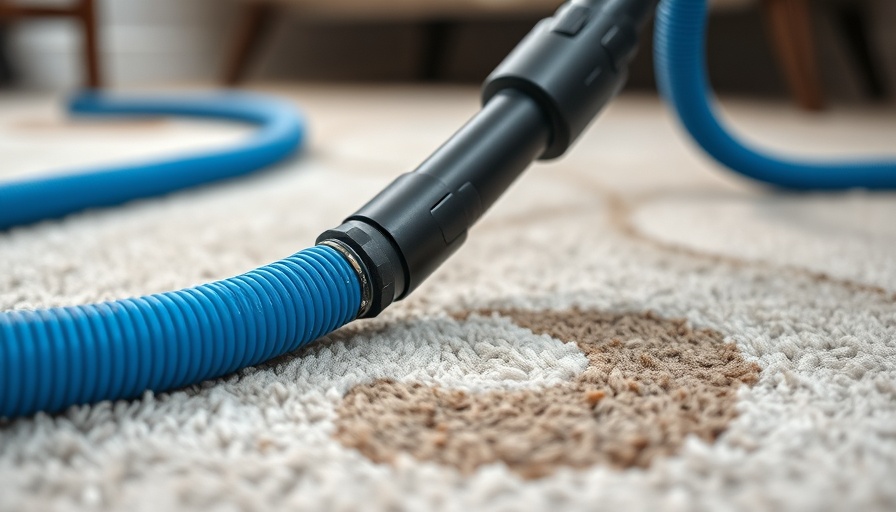 Cleaning device on carpet tackling decade-old cat urine stain.