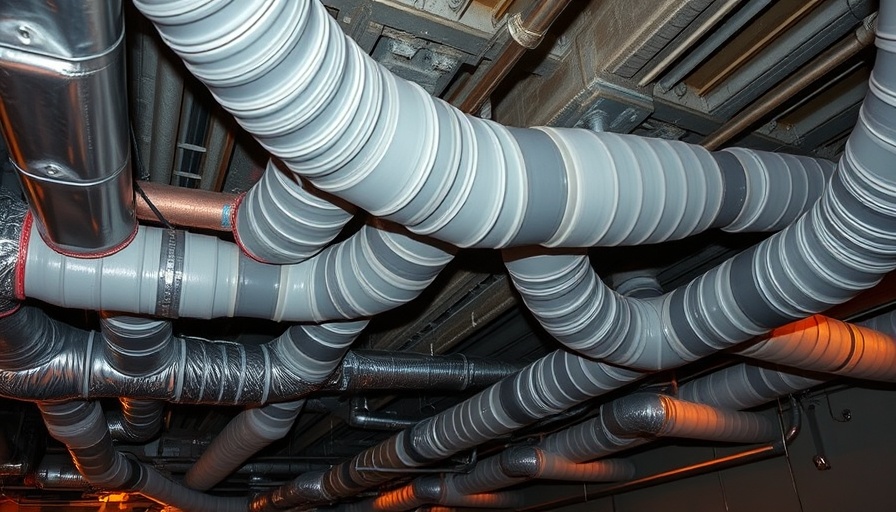 Insulated HVAC ducts securely connected under building structure
