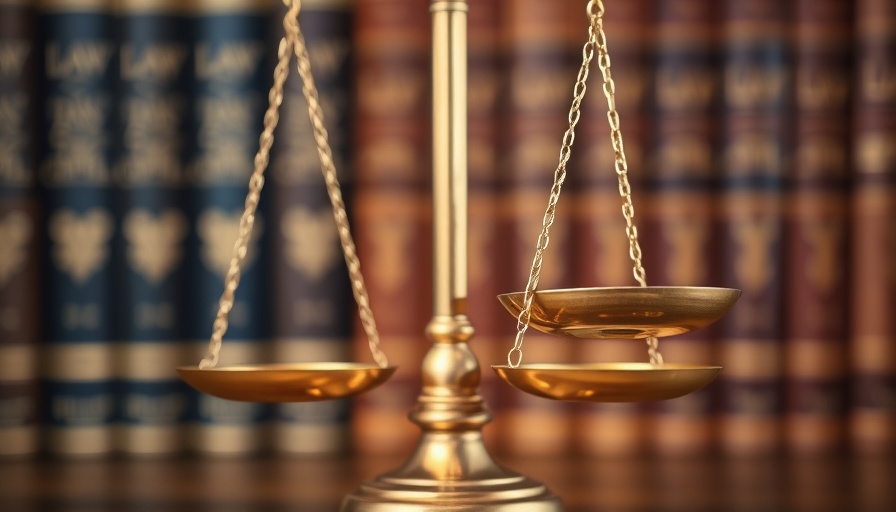 Justice scale in front of law books signifying legal balance.
