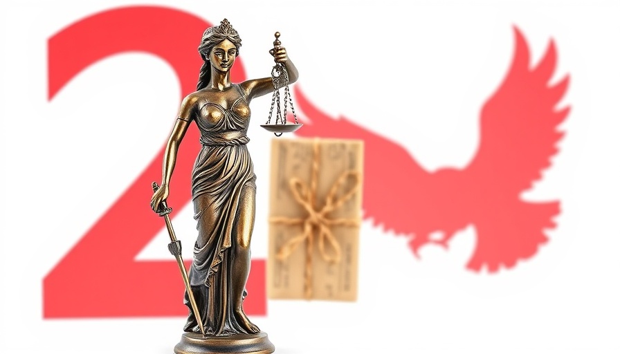 Statue of Justice with Second Amendment symbol wrapped in paper.
