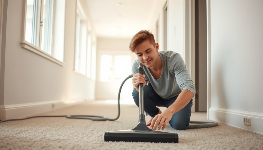 ASMR carpet cleaning in a sunlit hallway.