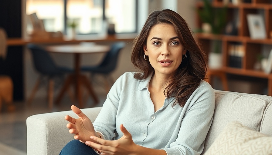 Woman discussing boutique fitness trend in a modern setting.