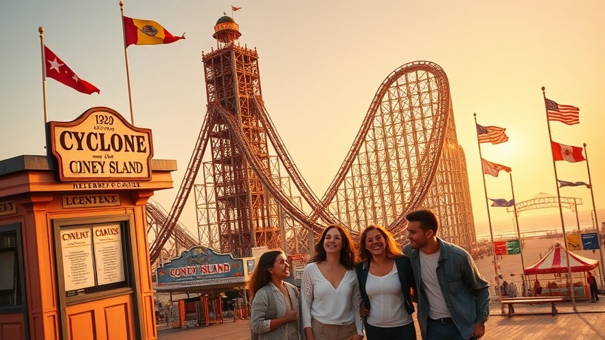 Nostalgic Cyclone roller coaster at Coney Island, capturing thrill-seeking rides.