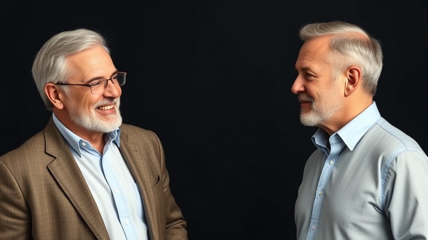 Two mature men discussing risk management strategies for business investment risks.
