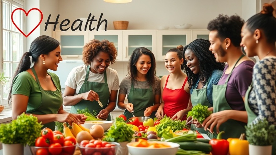 Joyful cooking scene promoting nutrient-dense foods for heart health nutrition.
