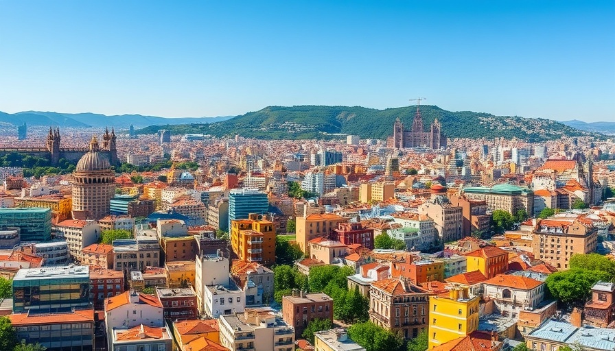 Barcelona cityscape showcasing diverse architecture and distant hills