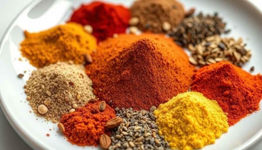Vibrant homemade Moroccan spice blend on white plate.