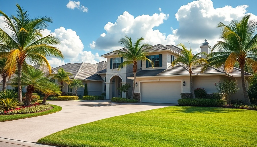 Modern suburban house with palm trees in Auburndale.