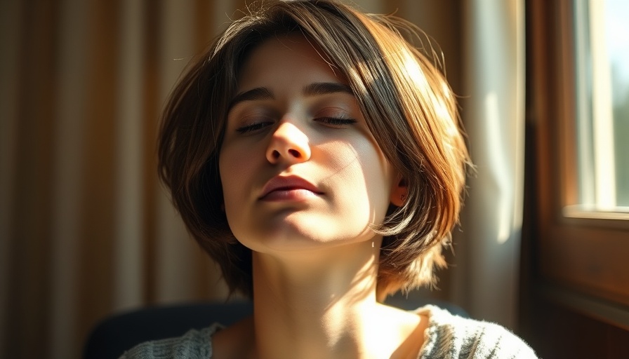 Young woman experiencing sunlight indoors, serene mood.