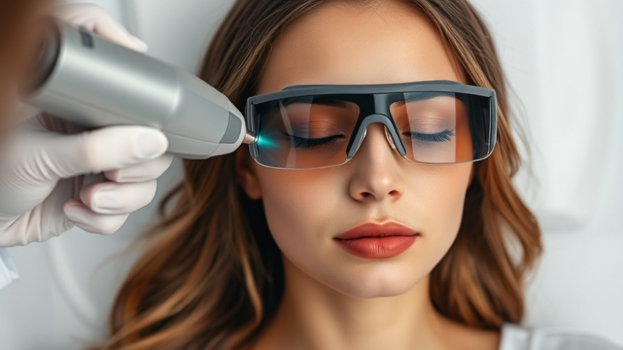 Young woman receiving laser treatment in educational setting.