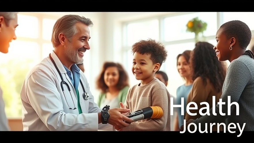 Certified prosthetist guiding young patients in a warm clinic, showcasing prosthetic care resources.