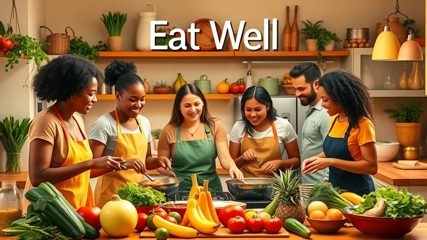 Joyful cooking scene promoting healthy eating with fresh, nutrient-dense foods.