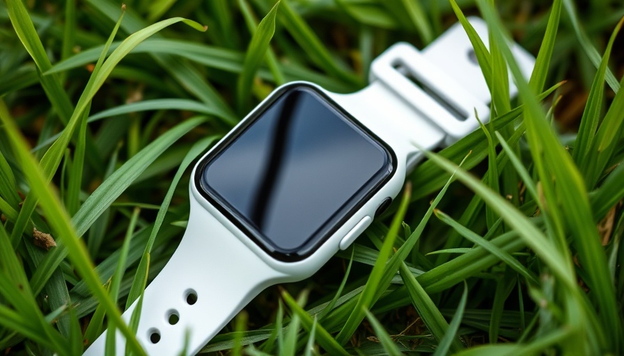 Modern fitness tracker in grass illustrating fitness use.