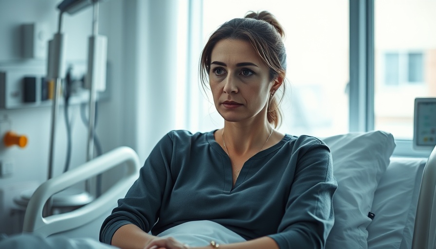 Somber woman in a hospital room reflecting on appetite loss during cancer treatment.