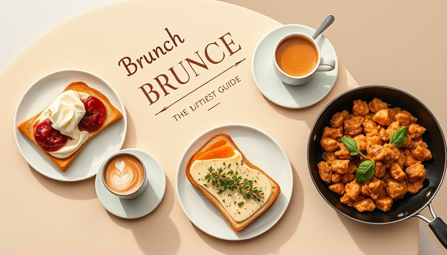 Elegant cover for San Diego Brunch Guide with brunch dishes.
