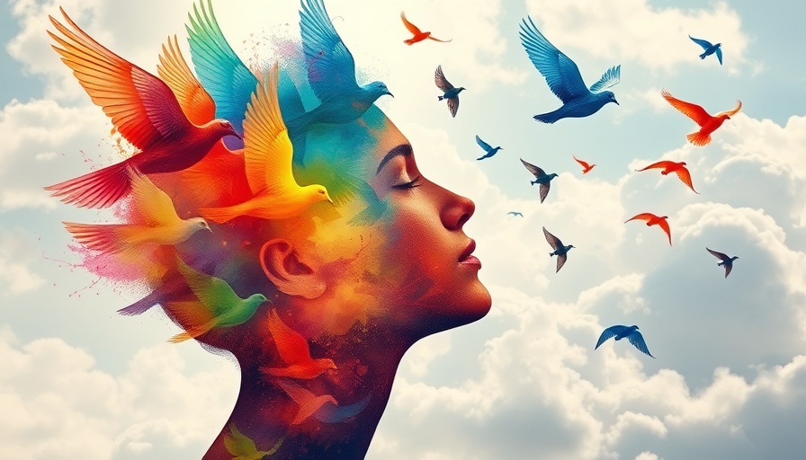 Colorful silhouette and birds in watercolor, symbolizing healthier lifestyle meditation.