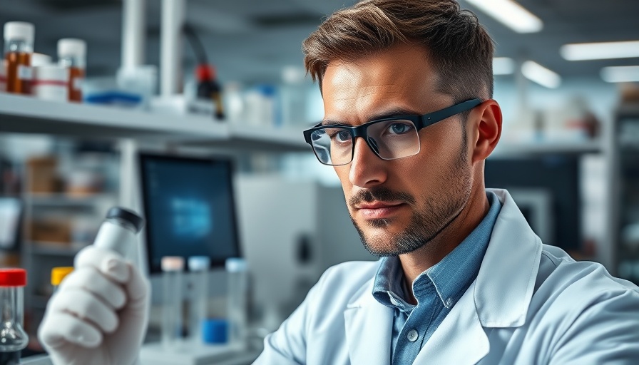 Scientist in a lab examining test tubes for research.