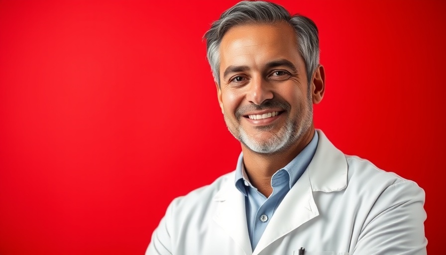 LASIK surgery promotional image with medical professional.