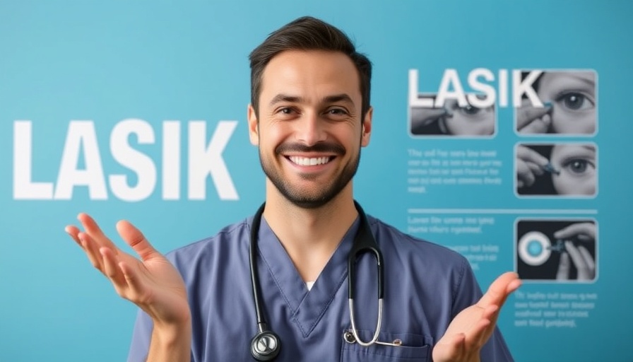 LASIK surgery expert discussing procedure, informational graphic.