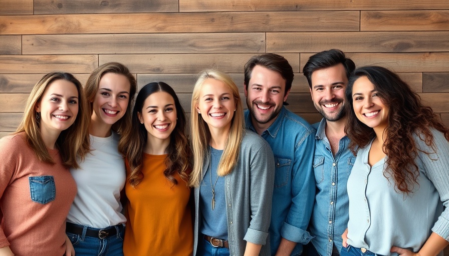 A group of friends smiling at a local event in SoCal.