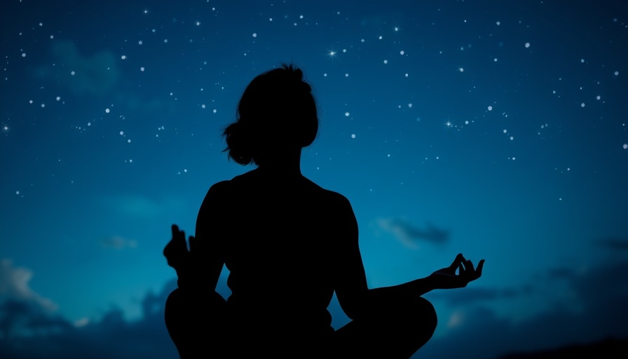 Meditative silhouette with sound wave under starry sky illustrating power of silence.