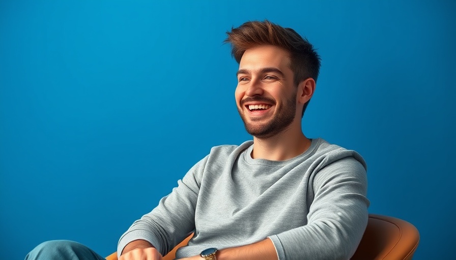 Young man discussing successful LASIK treatment with text overlay.