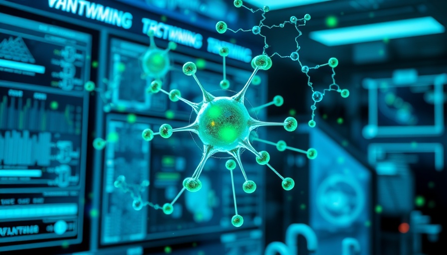 Futuristic interface on accelerating drug discovery with carbon atom.
