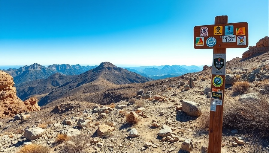 Trail sign and rocky path on a Southern California hike