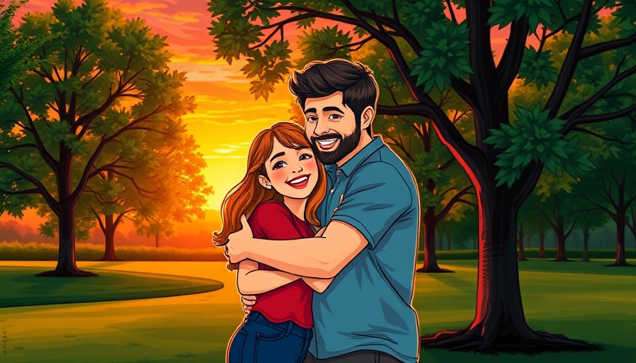 Couple savoring moments with loved ones in a colorful park.