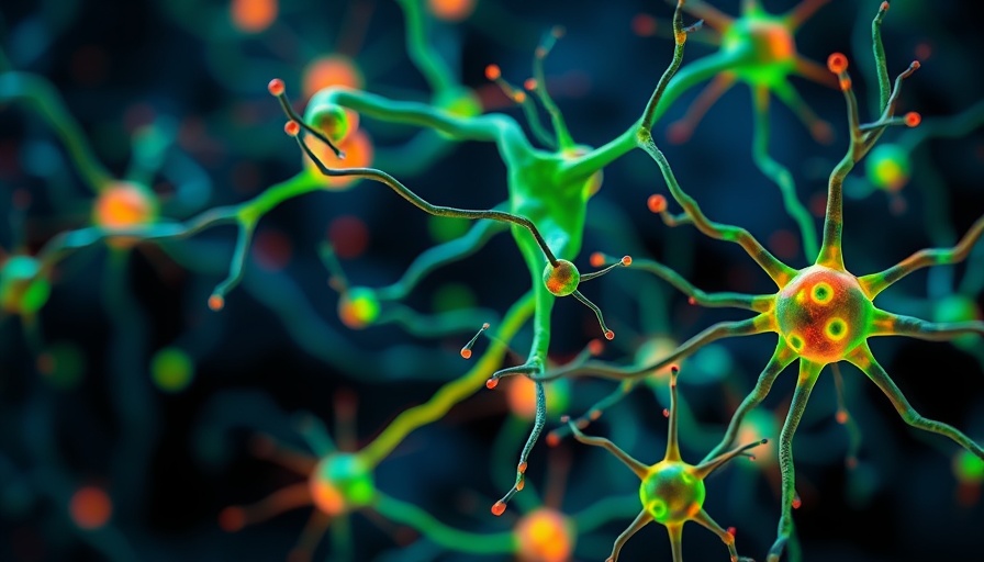 Abstract neuron illustration in dark blue, depicting cell death in neurodegenerative conditions.