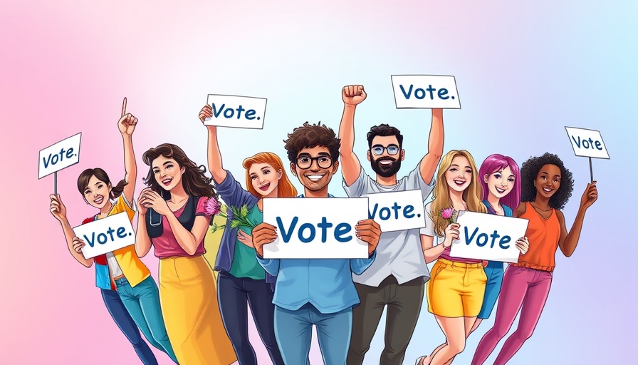 Colorful illustration promoting laser eye surgery LASIK with diverse group.