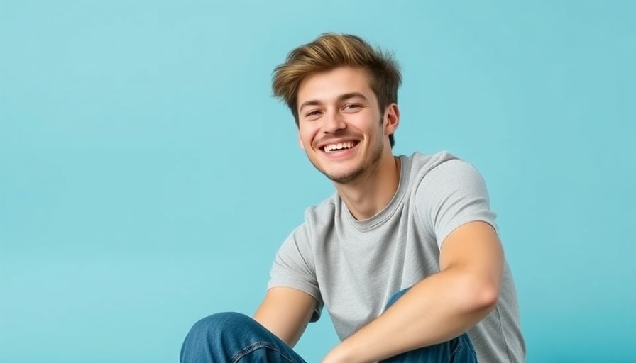 Young man sharing LASIK surgery experience, smiling.