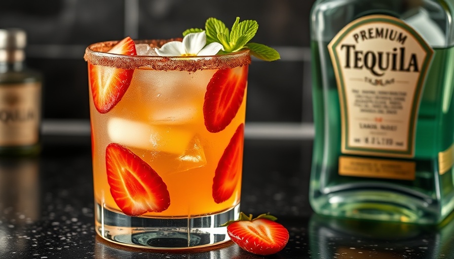 Vibrant cocktail with tequila bottle for Taqueria Maya Sacramento event booking.
