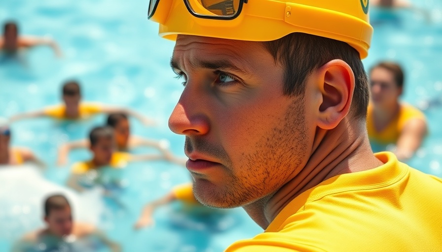 Lifeguard overseeing pool during Water Safety Day Sacramento event.