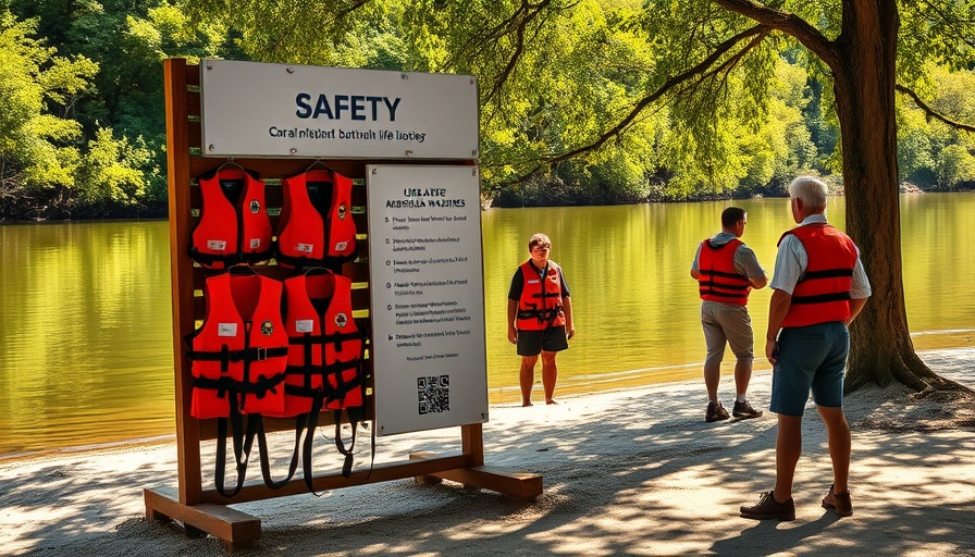 Vibrant river scene with life jackets promoting Sacramento Fire Department Life Jacket Loan Program