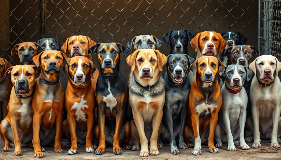 Shelter dogs awaiting free adoption in Sacramento, behind a fence.