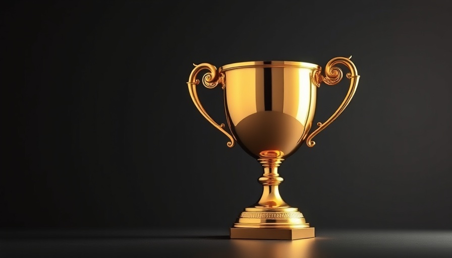 Award trophy symbolizing contributions to orthodontics in a moody setting.