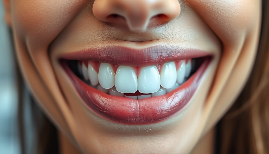 Close-up of a smile showing clear aligners and bright teeth.