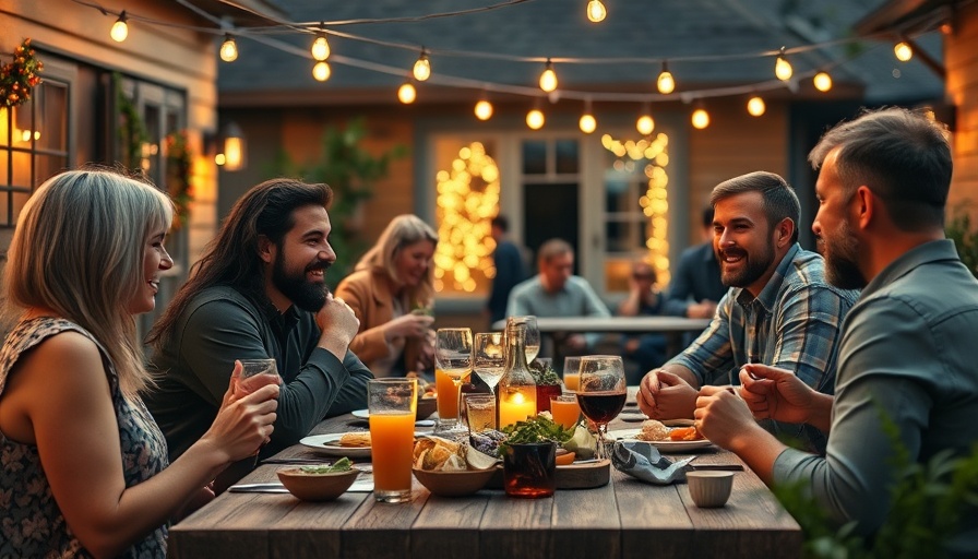 Group celebrating in patio setting, offering Invisalign holiday survival tips.
