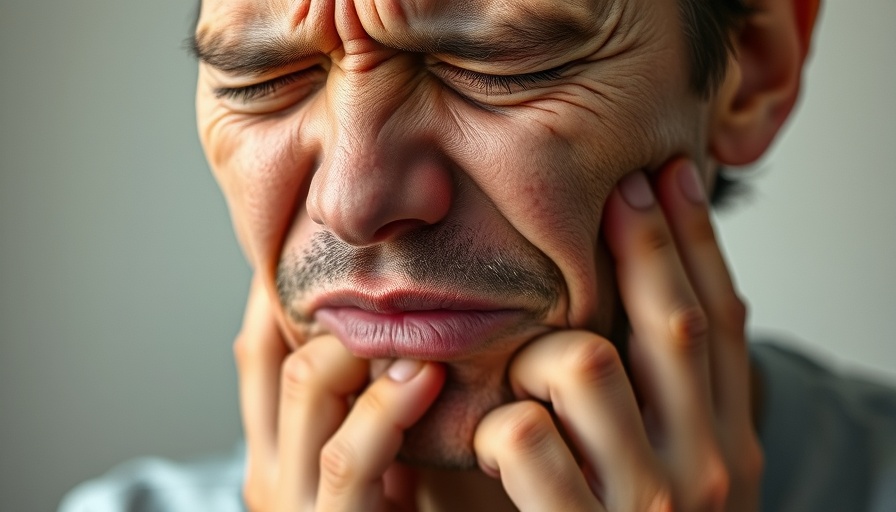 Close-up of person holding jaw indicating TMJ disorders discomfort.